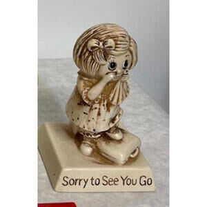 Vintage Retro R&W Russ Berrie Sorry To See You Go Statuette Figurine 1975